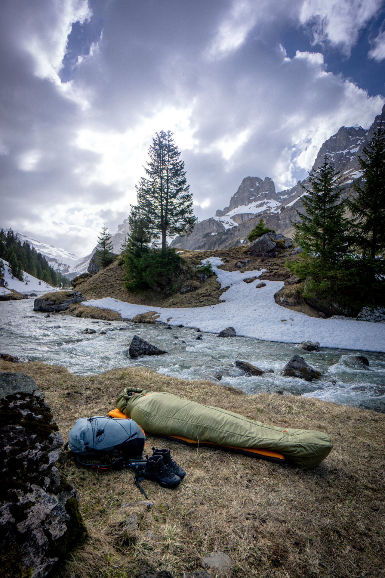 Green Mammut sleeping bag